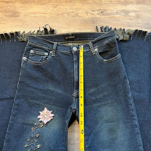 Y2K Unique Jeans Bebe Medium Patchwork Safety Pin Charm 2000s 1 of 1 Handmade - Picture 12 of 12